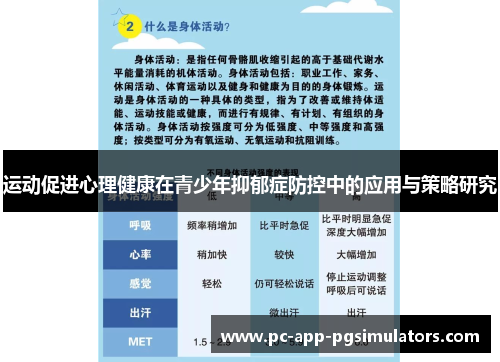 运动促进心理健康在青少年抑郁症防控中的应用与策略研究